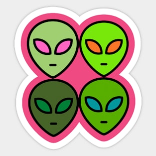 Outer space alien heads Sticker